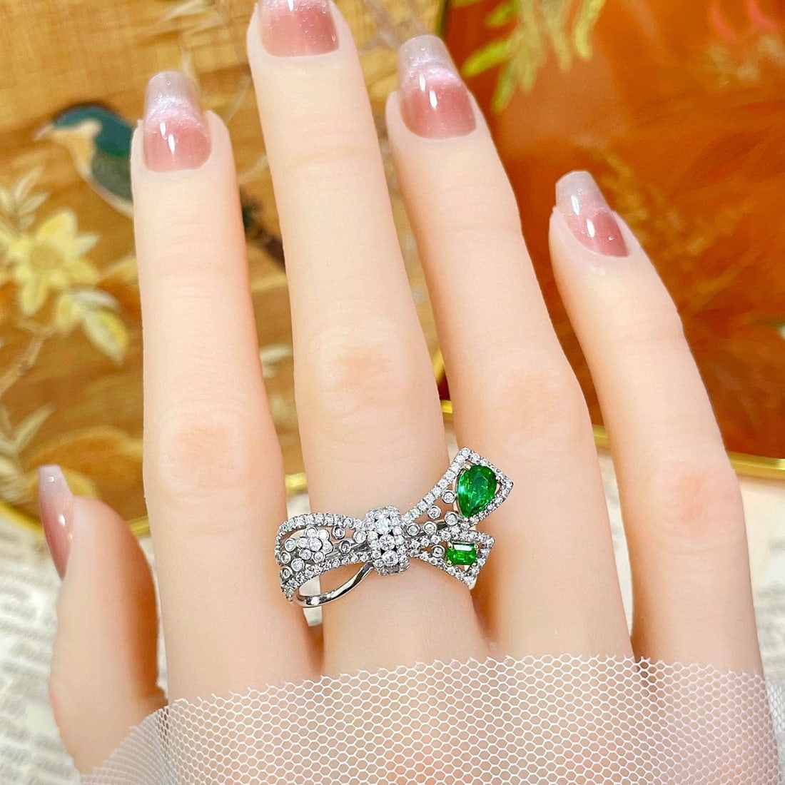 14k Gold 1.26 Ctw Vivid Green Natural Emerald & Diamond Ring - 2