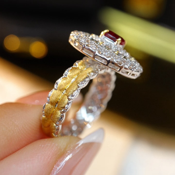 14k Gold 0.92 Ctw Natural Ruby & Diamond Ring - 2