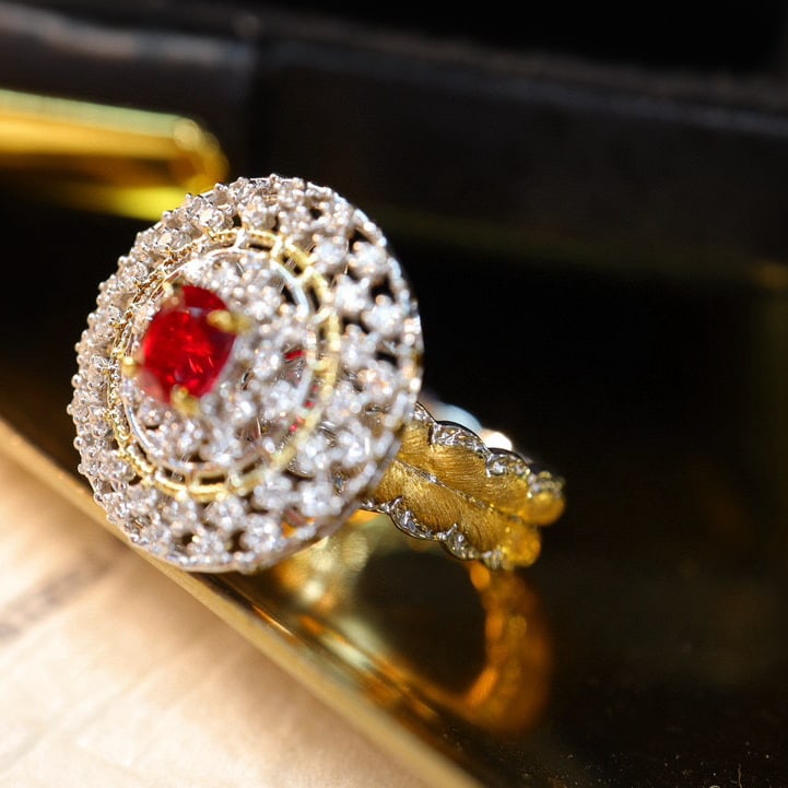 14k Gold 0.92 Ctw Natural Ruby & Diamond Ring - 3