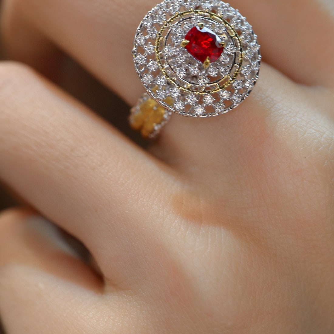 14k Gold 0.92 Ctw Natural Ruby & Diamond Ring - 4