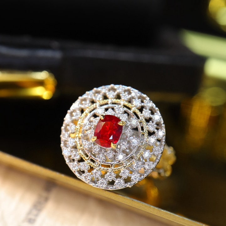 14k Gold 0.92 Ctw Natural Ruby & Diamond Ring - 6