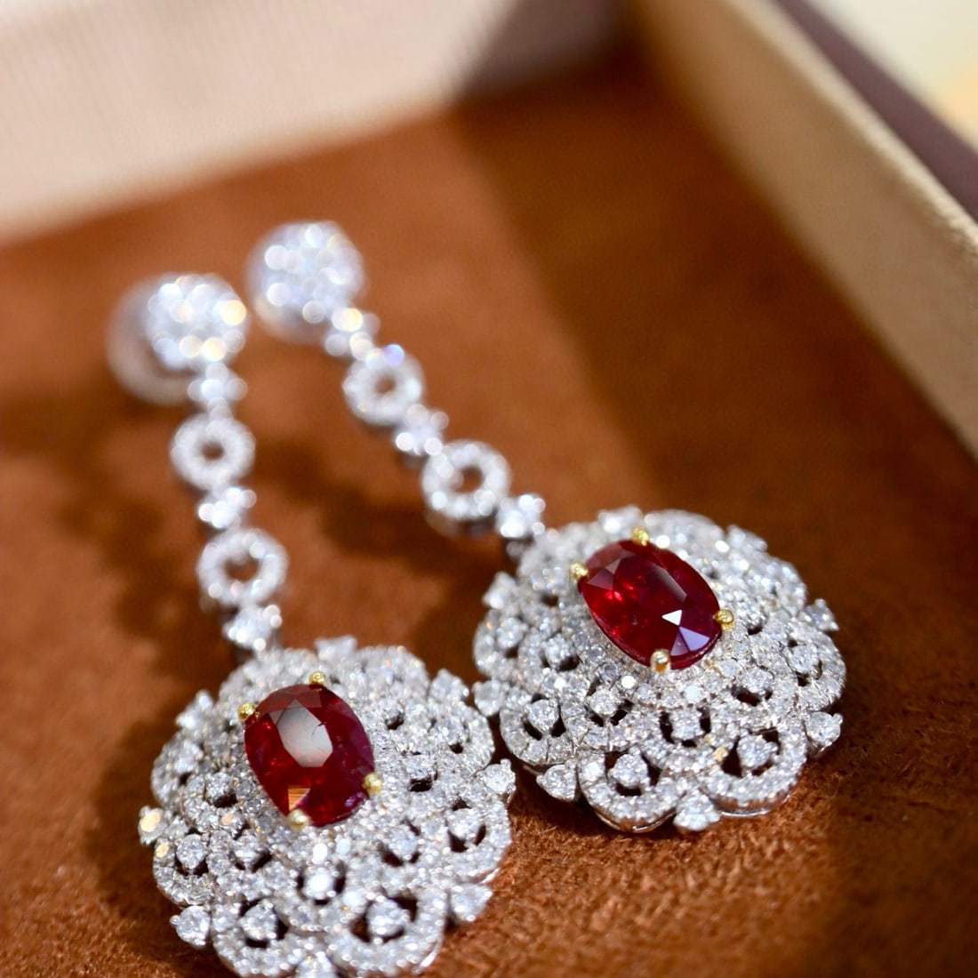 14k Gold 2.78 Ctw Natural Ruby & Diamond Earrings - 2
