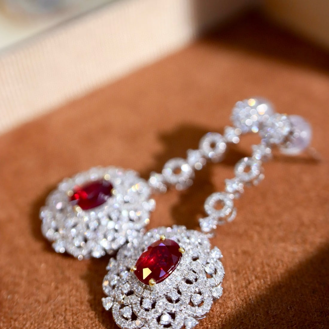14k Gold 2.78 Ctw Natural Ruby & Diamond Earrings - 3