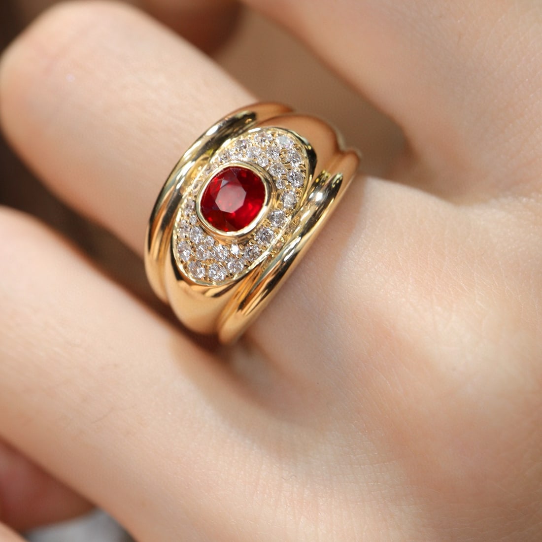 14k Gold 0.93 Ctw Natural Ruby & Diamond Ring - 3