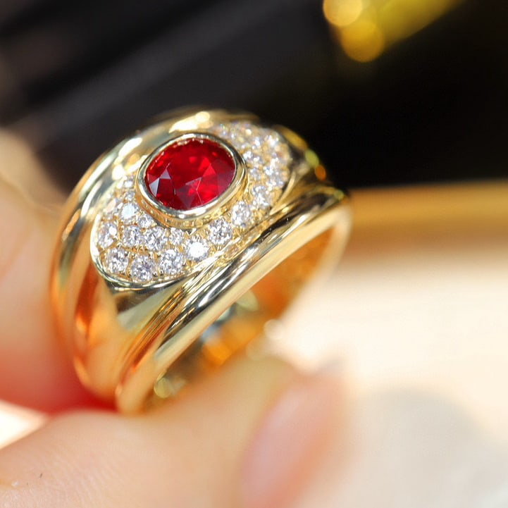 14k Gold 0.93 Ctw Natural Ruby & Diamond Ring - 4