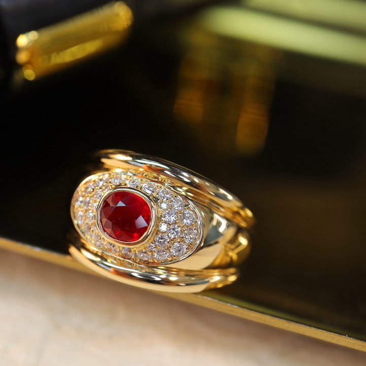14k Gold 0.93 Ctw Natural Ruby & Diamond Ring - 5