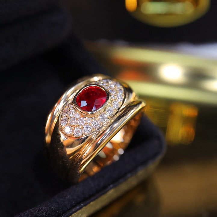 14k Gold 0.93 Ctw Natural Ruby & Diamond Ring - 6