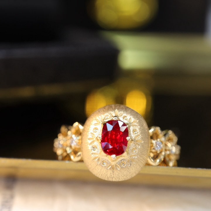 14k Gold 0.64 Ctw Natural Ruby & Diamond Ring - 2