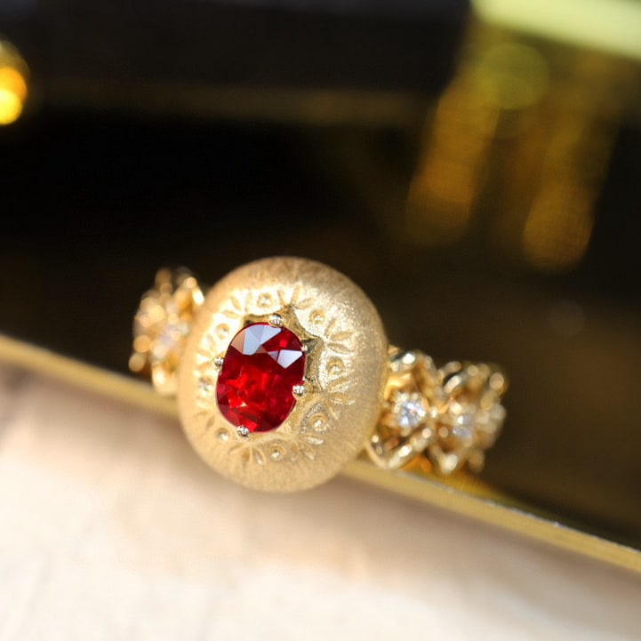14k Gold 0.64 Ctw Natural Ruby & Diamond Ring - 4
