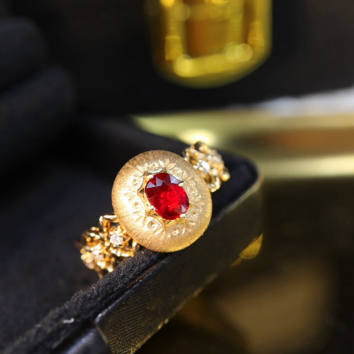 14k Gold 0.64 Ctw Natural Ruby & Diamond Ring - 5