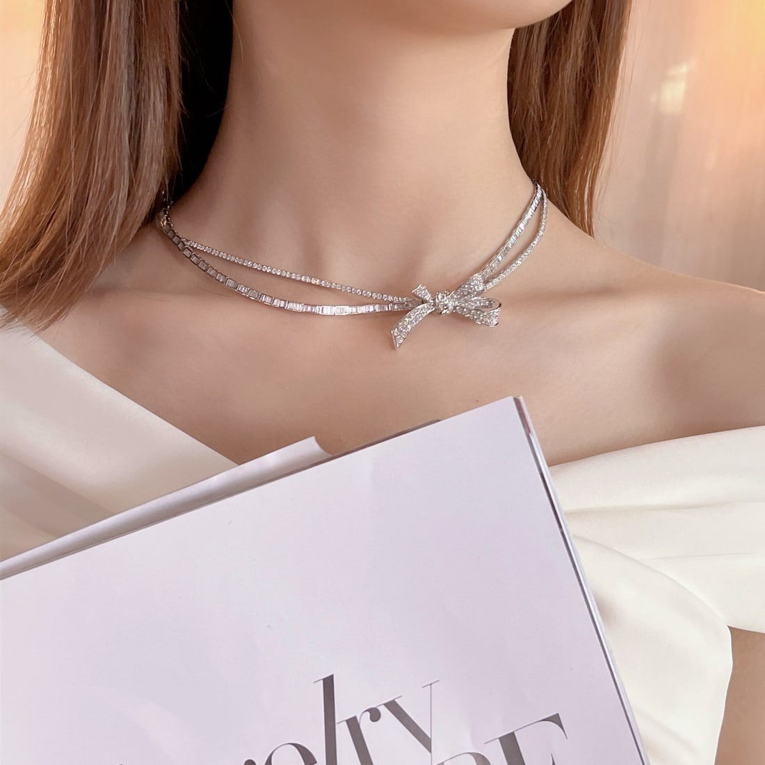 14k Gold 9.72 Ct Natural H Diamond Necklace - 4