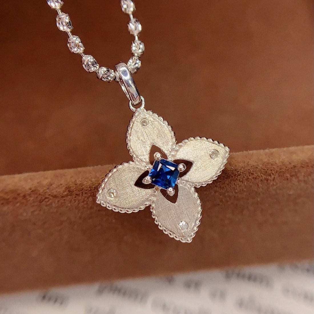 14k Gold 0.2 Ct Natural Sapphire & Diamond Pendant( Without Chain ): Ref:230996102 // gold content:14k gold // main gemstone:sapphire // shape:princess // carat weight:0. 2ct // color:blue // treatment:natural // // adjacent gemstone 2 : diamond // number of stones:4