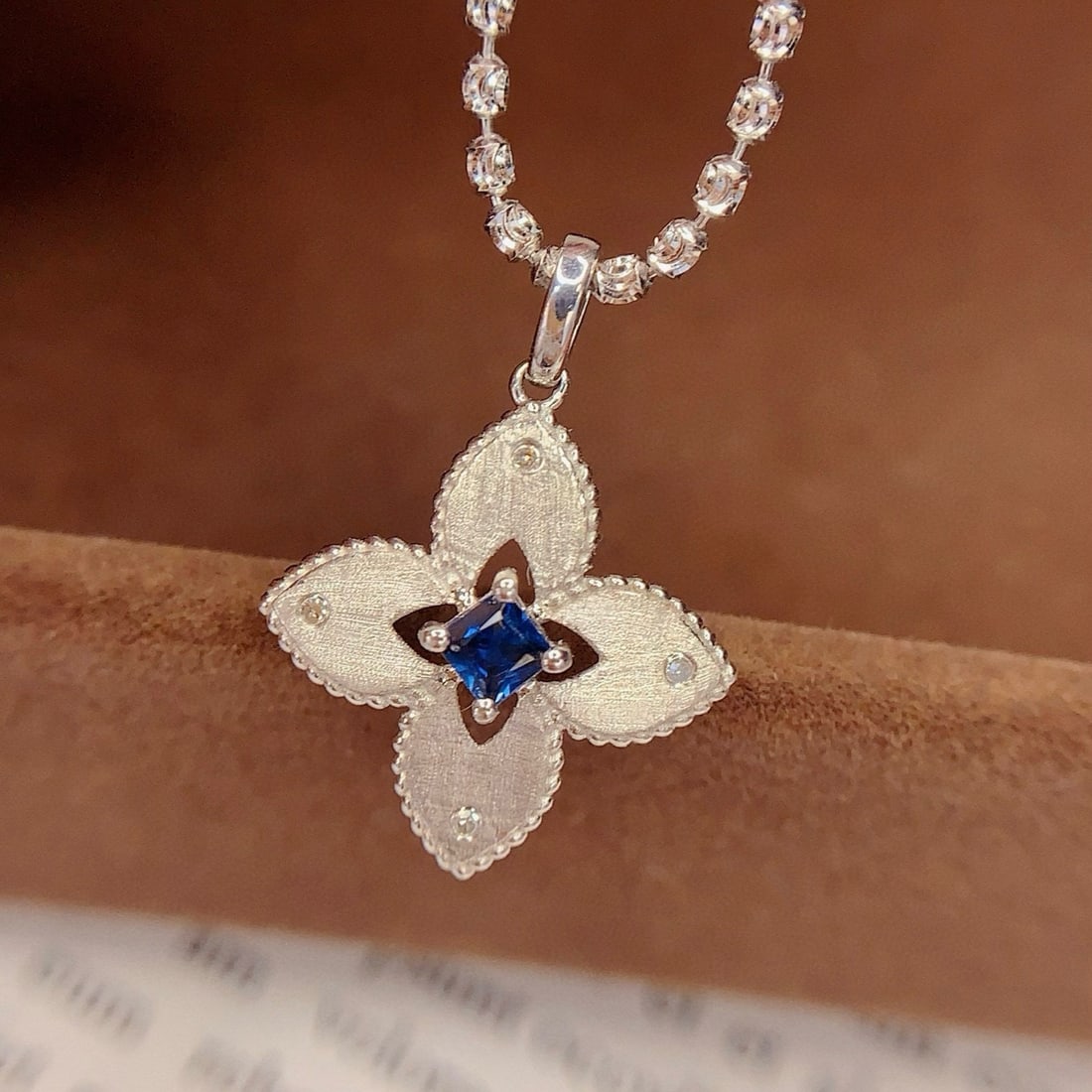 14k Gold 0.2 Ct Natural Sapphire & Diamond Pendant( Without Chain ) - 5