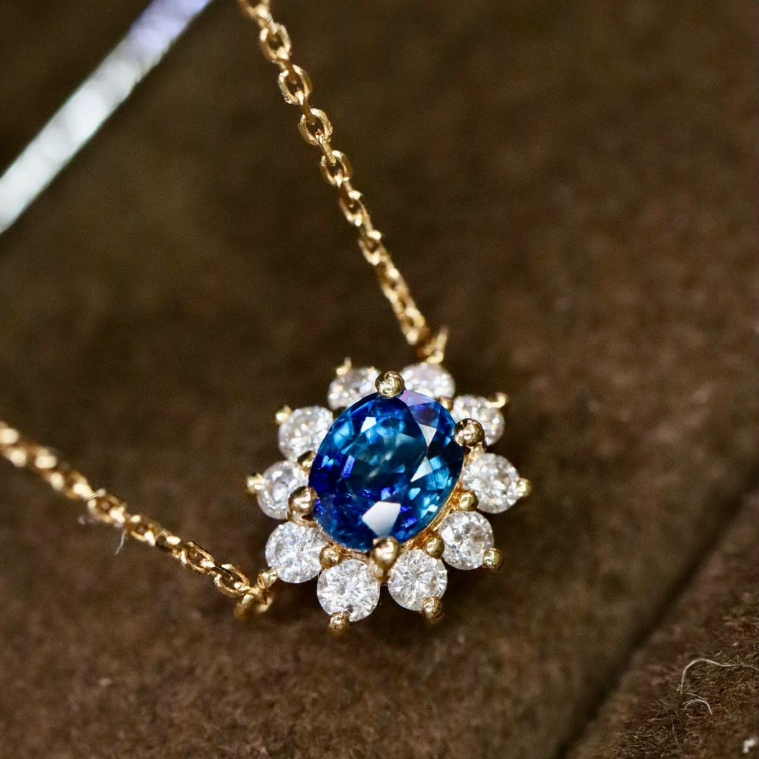14k Gold 0.75 Ctw Natural Sapphire & Diamond Necklace - 4