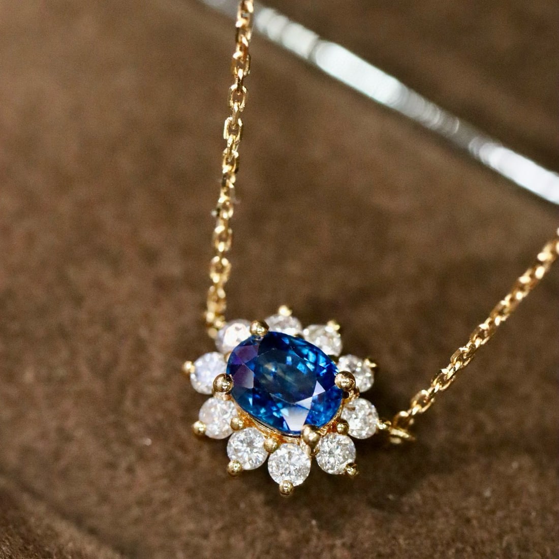 14k Gold 0.75 Ctw Natural Sapphire & Diamond Necklace - 5