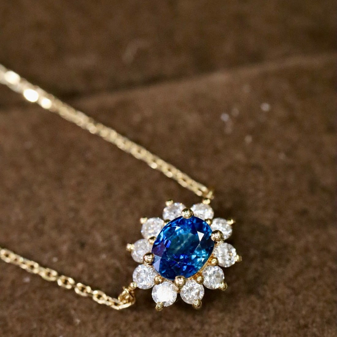 14k Gold 0.75 Ctw Natural Sapphire & Diamond Necklace - 6