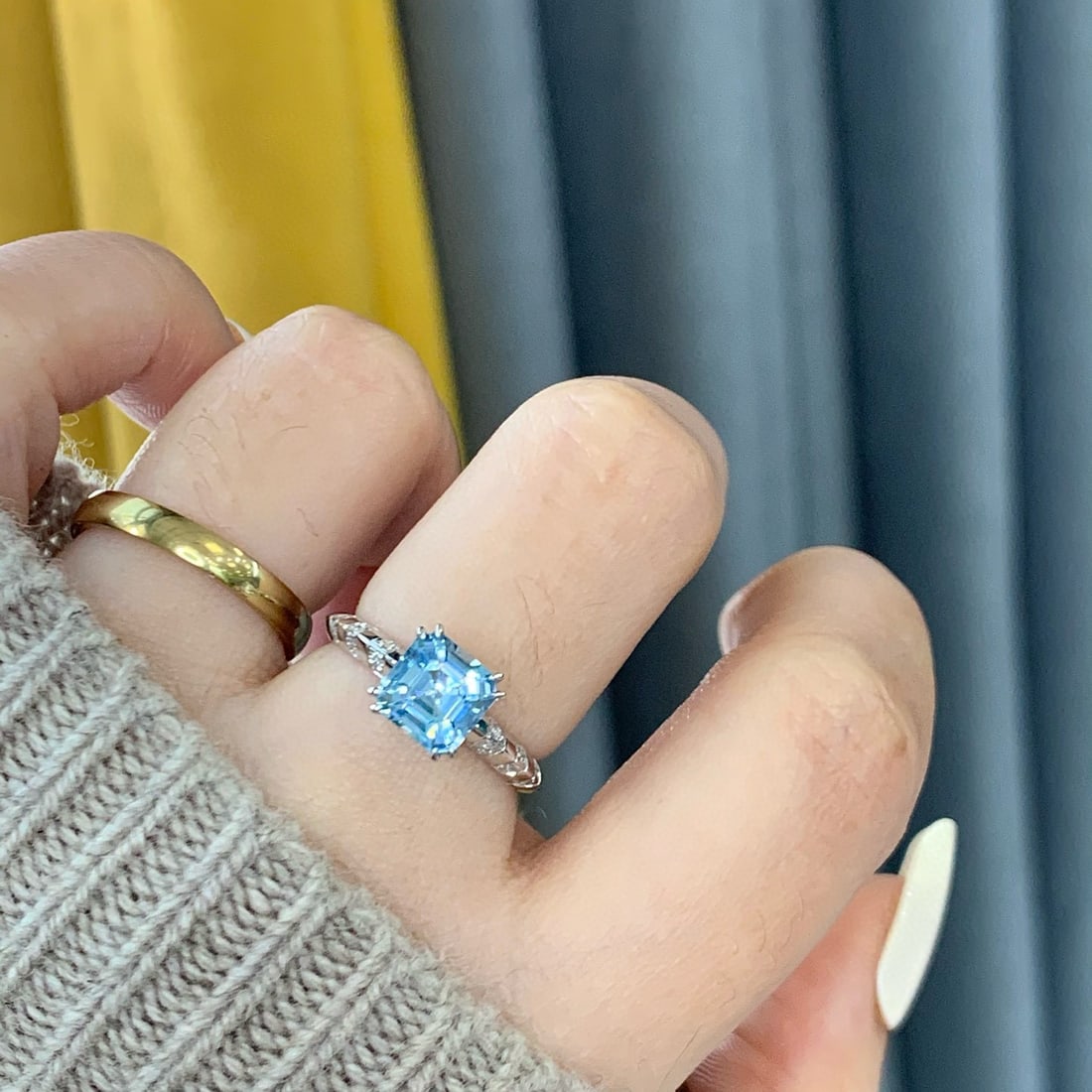 14k Gold 1.65 Ctw Natural Aquamarine & Diamond Ring - 5