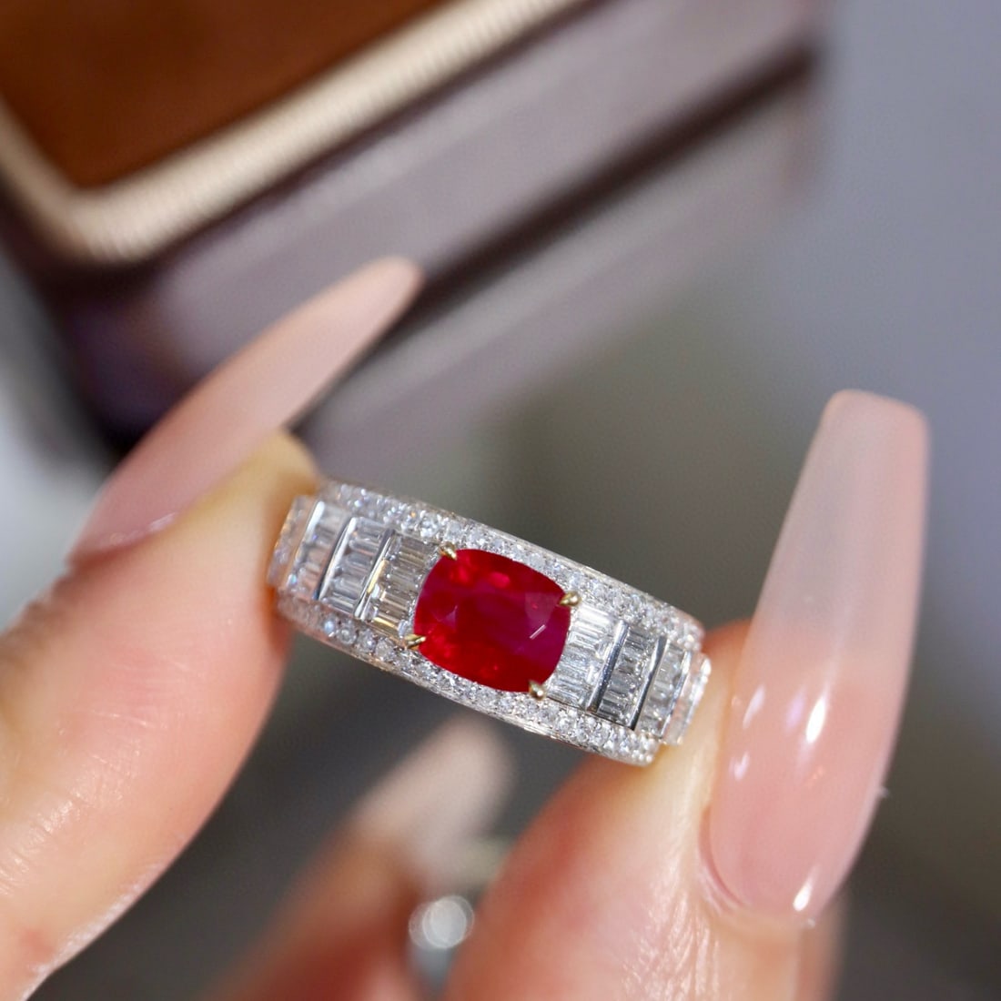 14k Gold 1.78 Ctw Natural Ruby & Diamond Ring: Ref:230996115 // gold content:14k gold // ring size:7. 25us // // main gemstone:ruby // shape:cushion // carat weight:1. 14ct // color:red // treatment:natural // // adjacent gemstone 2 : diamond // s