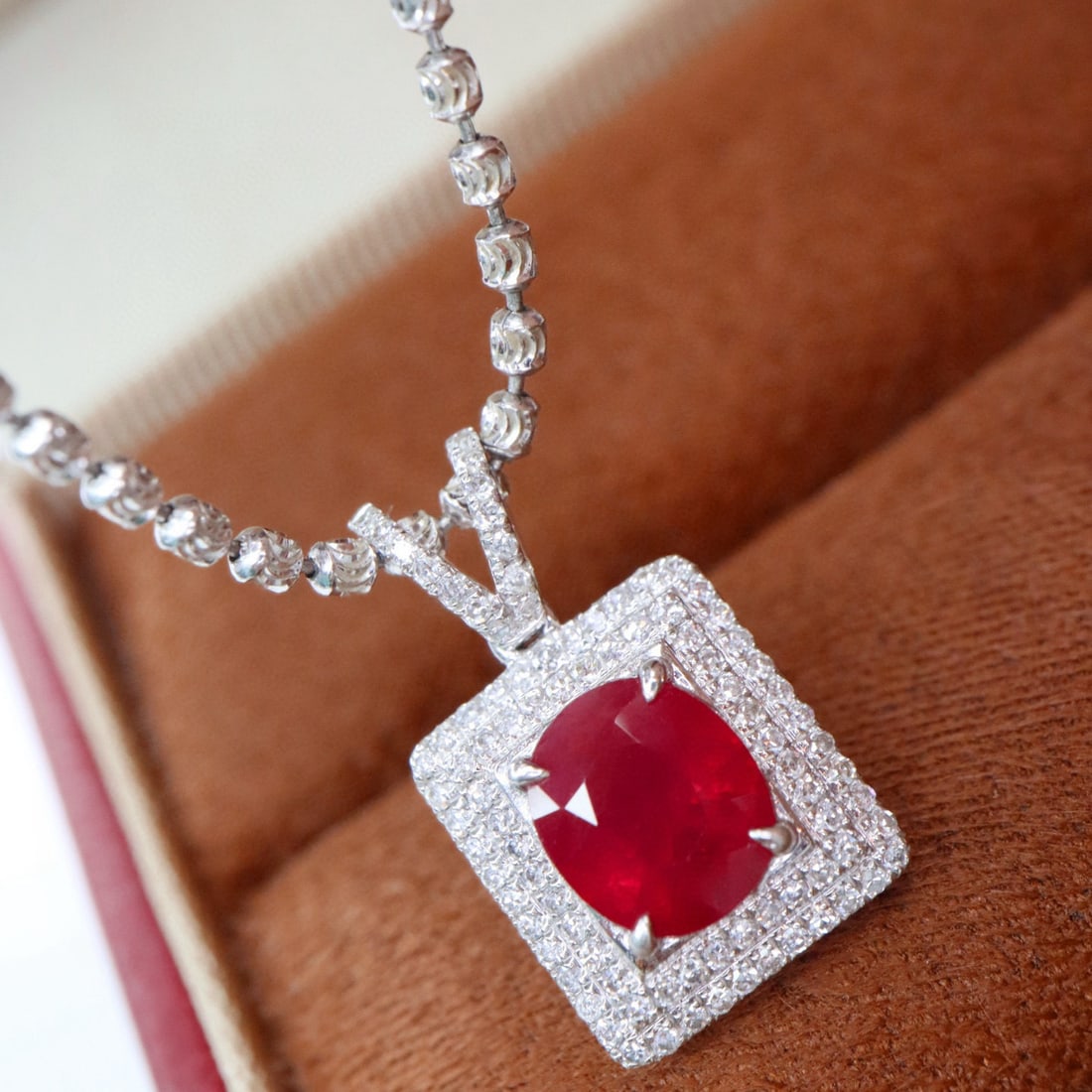 14k Gold 1.78 Ctw Natural Ruby & Diamond Pendant( Without Chain ) - 2