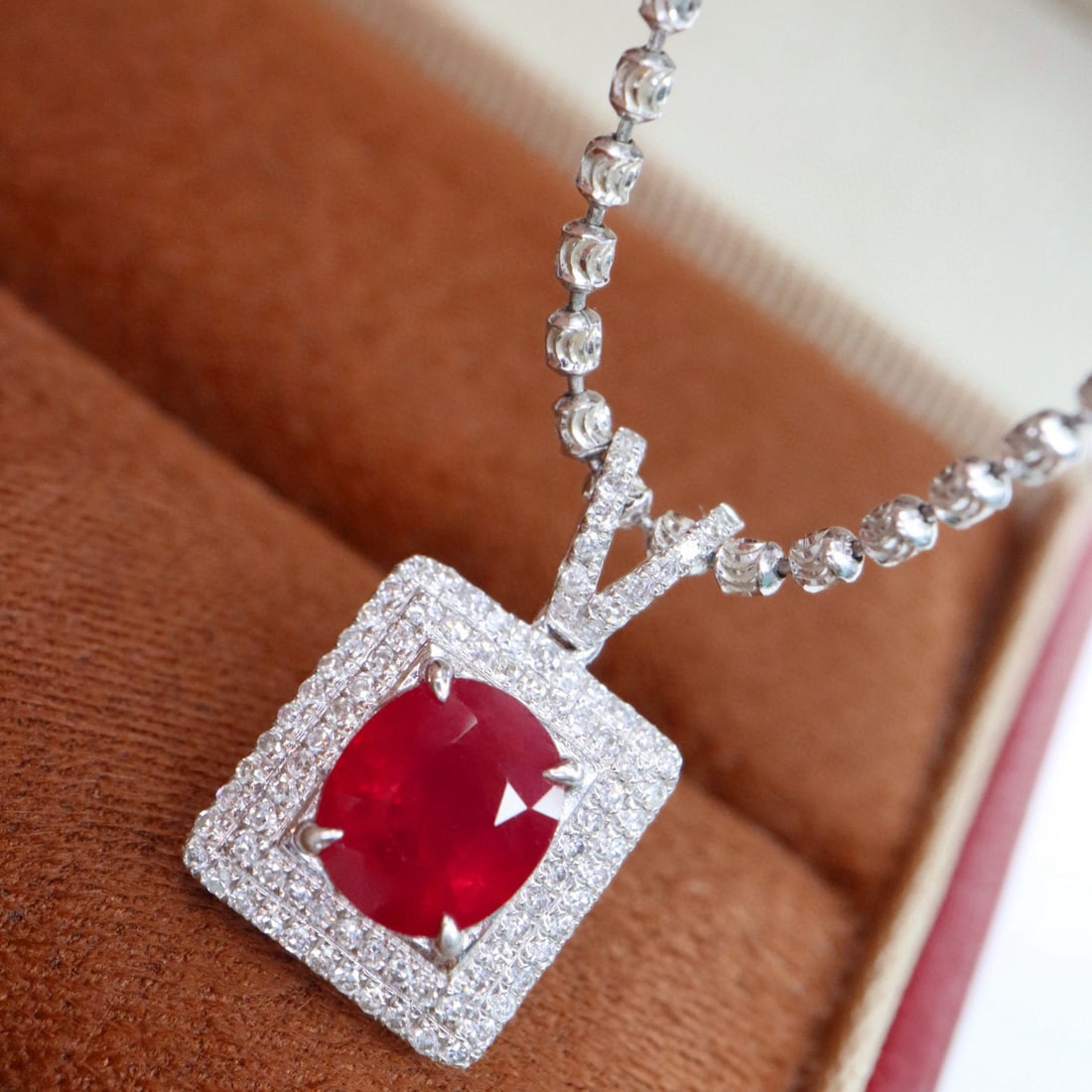 14k Gold 1.78 Ctw Natural Ruby & Diamond Pendant( Without Chain ) - 4