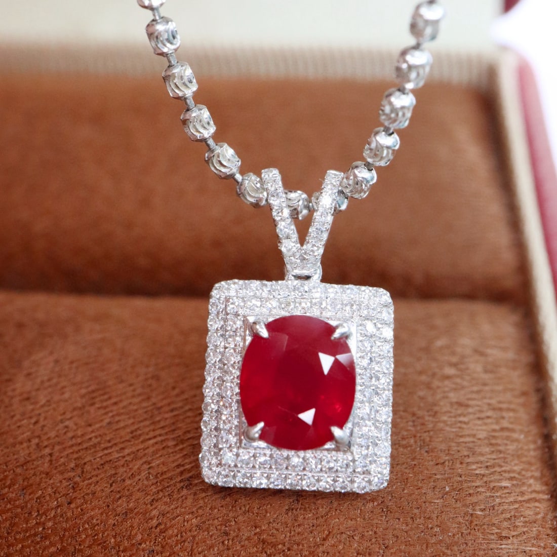 14k Gold 1.78 Ctw Natural Ruby & Diamond Pendant( Without Chain ) - 5