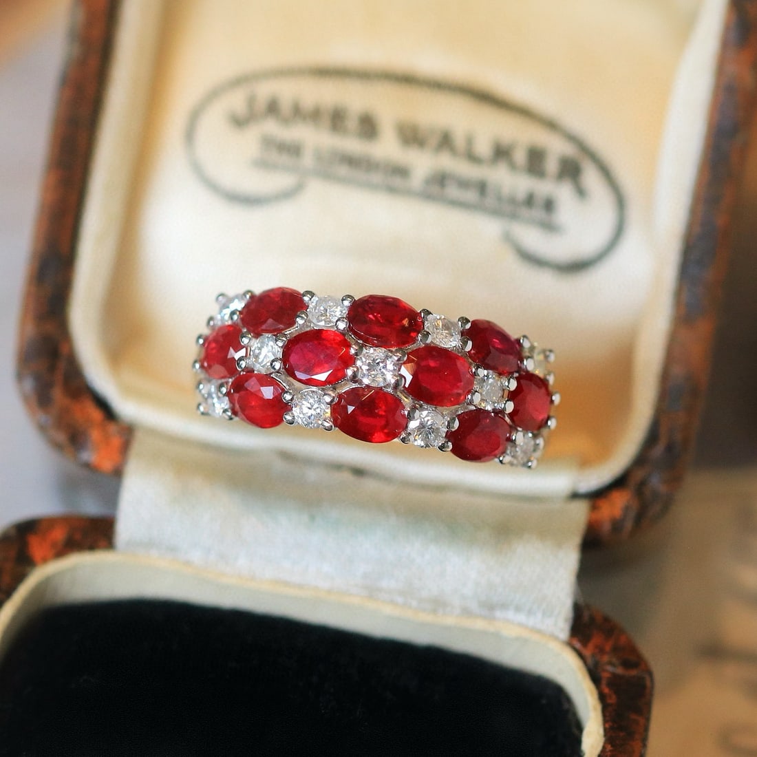 14k Gold 2.35 Ctw Natural Ruby & Diamond Ring: Ref:230996117 // gold content:14k gold // ring size:7. 25us // // main gemstone:ruby // shape:oval // carat weight:1. 91ct // color:pigeonblood red // treatment:natural // // adjacent gemstone 2 :