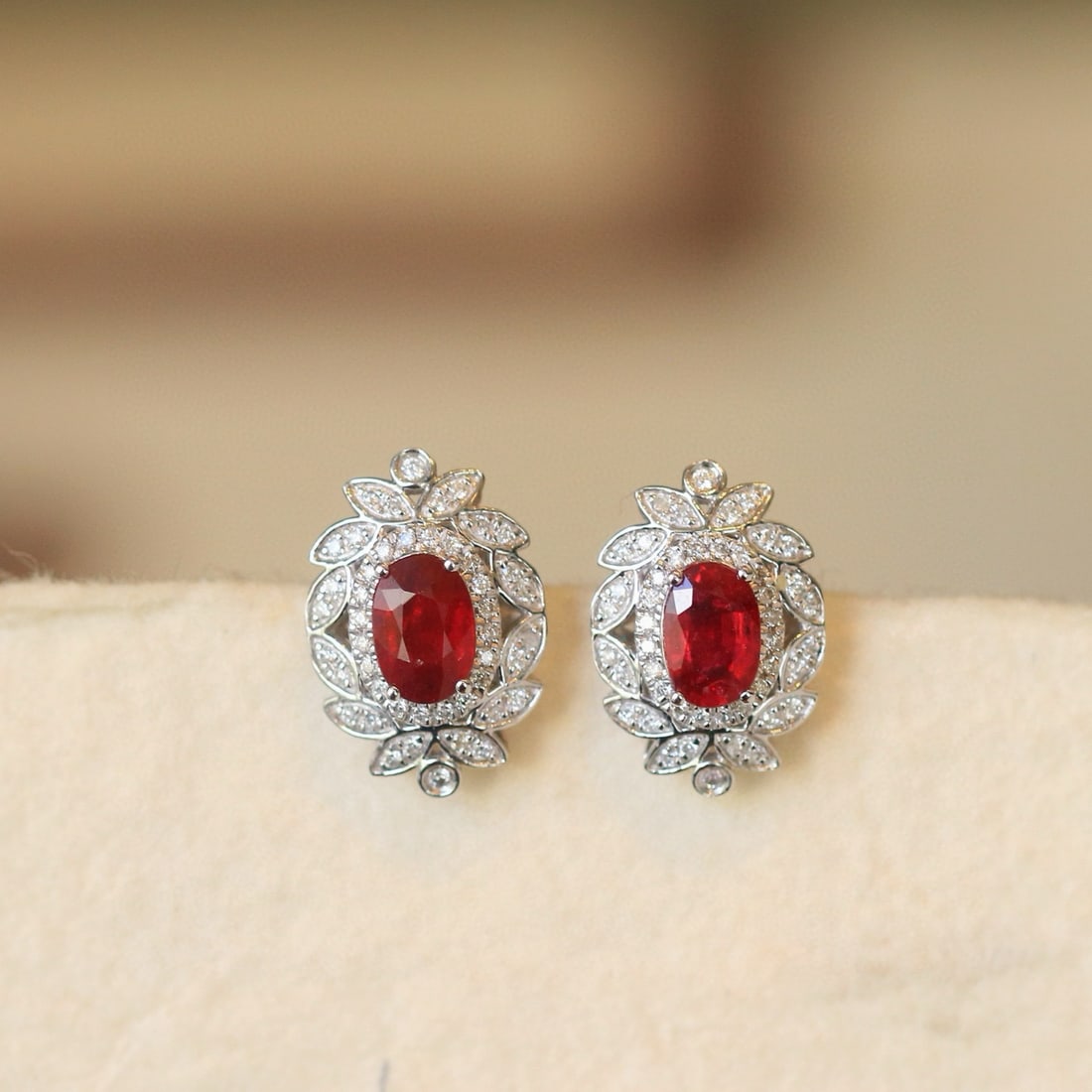 14k Gold 1.35 Ctw Natural Ruby & Diamond Earrings - 3