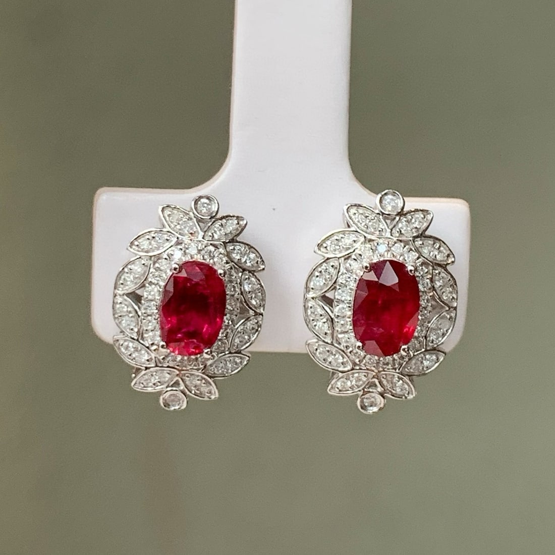 14k Gold 1.35 Ctw Natural Ruby & Diamond Earrings - 4