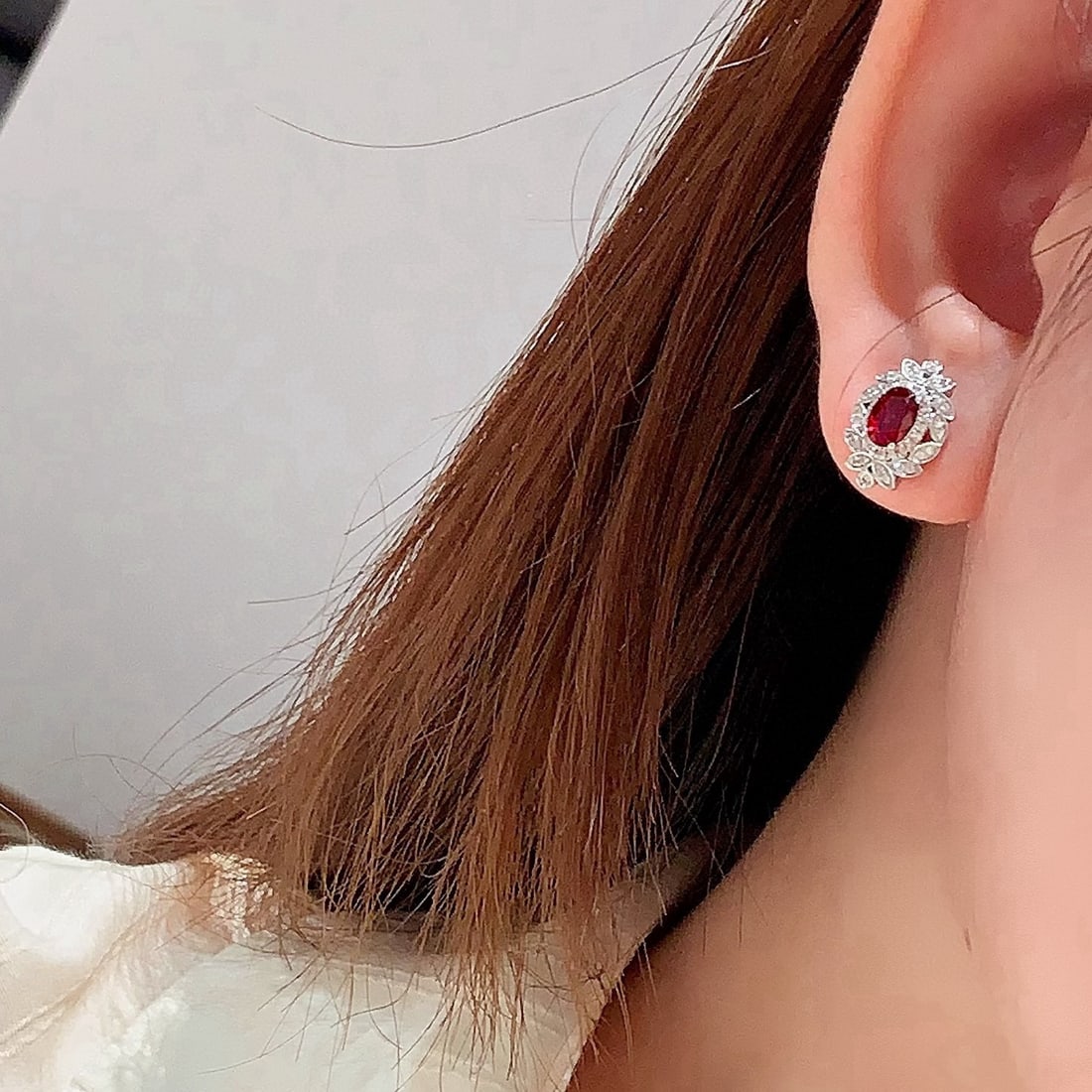 14k Gold 1.35 Ctw Natural Ruby & Diamond Earrings - 5