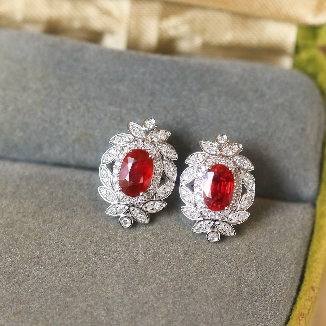 14k Gold 1.35 Ctw Natural Ruby & Diamond Earrings - 7