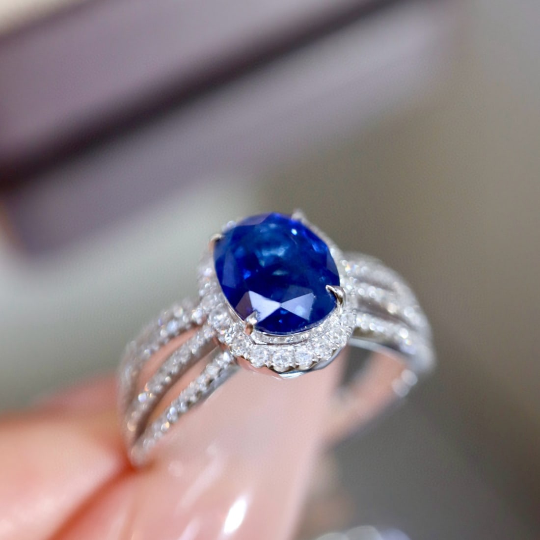 14k Gold 3.00 Ctw Natural Sapphire & Diamond Ring - 3