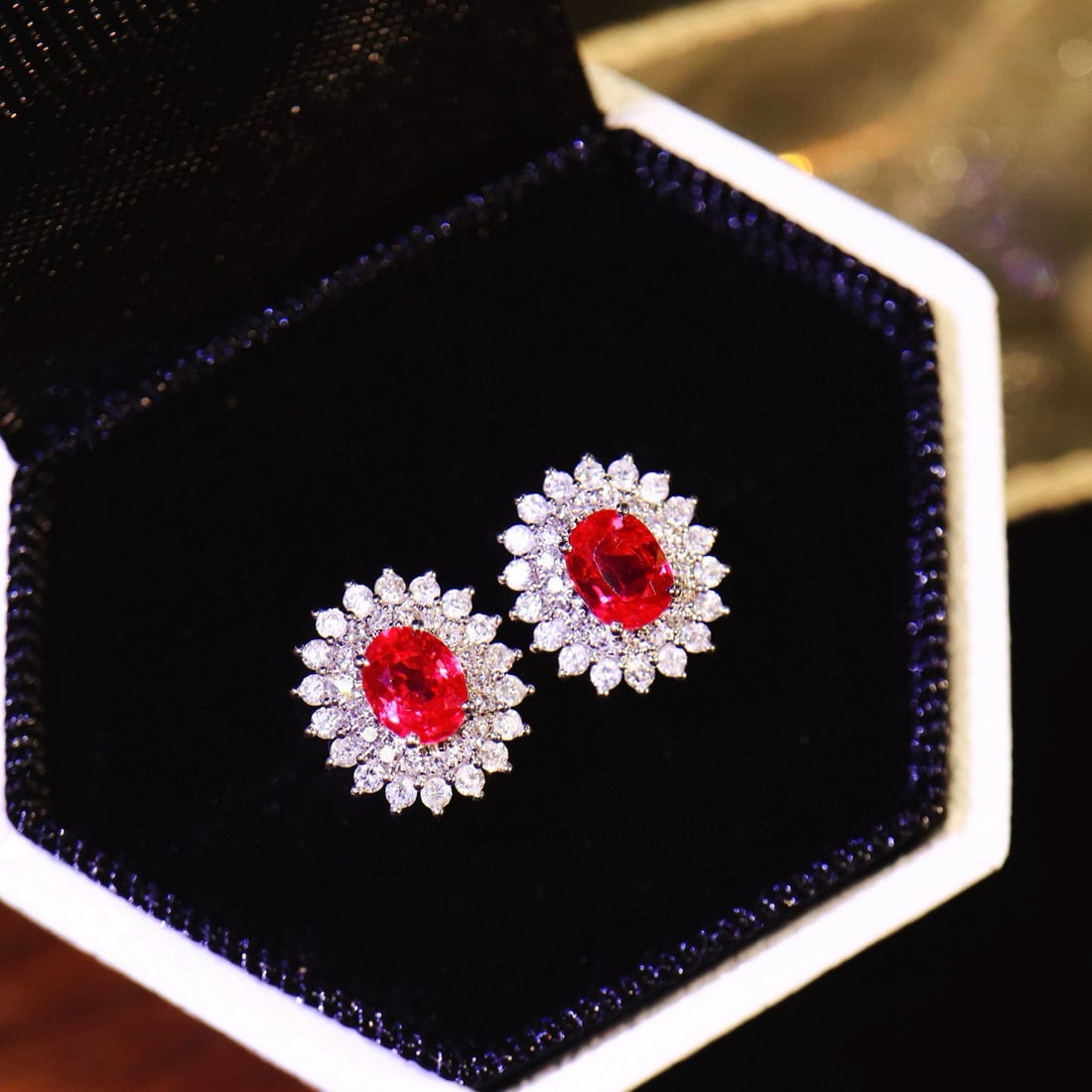 14k Gold 1.35 Ctw Vivid Red Natural Ruby & Diamond Earrings - 4
