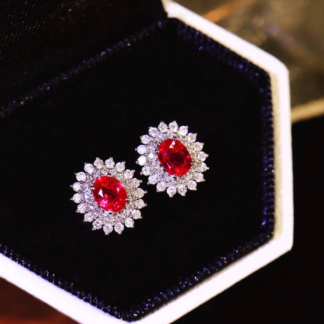 14k Gold 1.35 Ctw Vivid Red Natural Ruby & Diamond Earrings - 5
