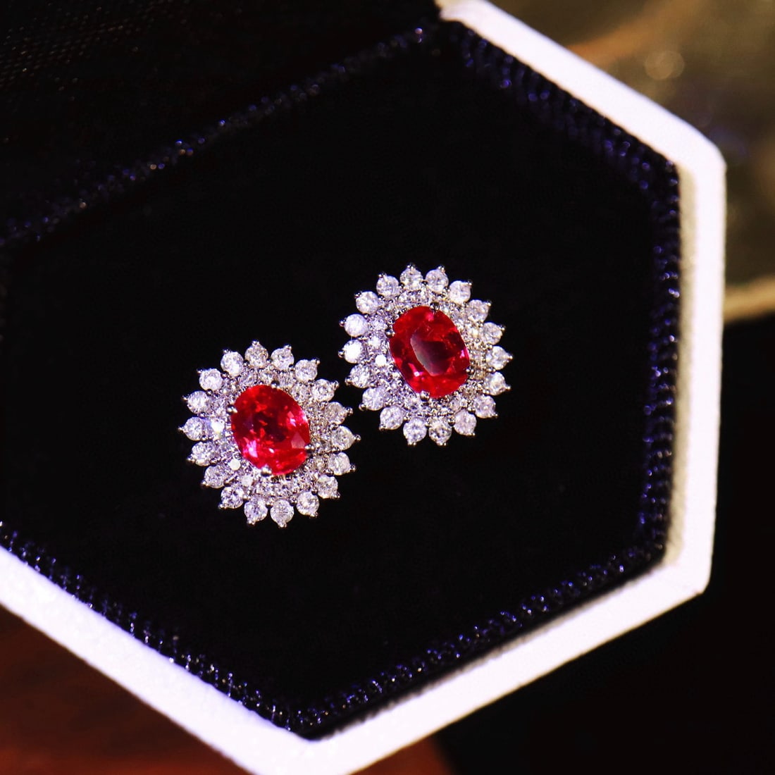 14k Gold 1.35 Ctw Vivid Red Natural Ruby & Diamond Earrings - 6
