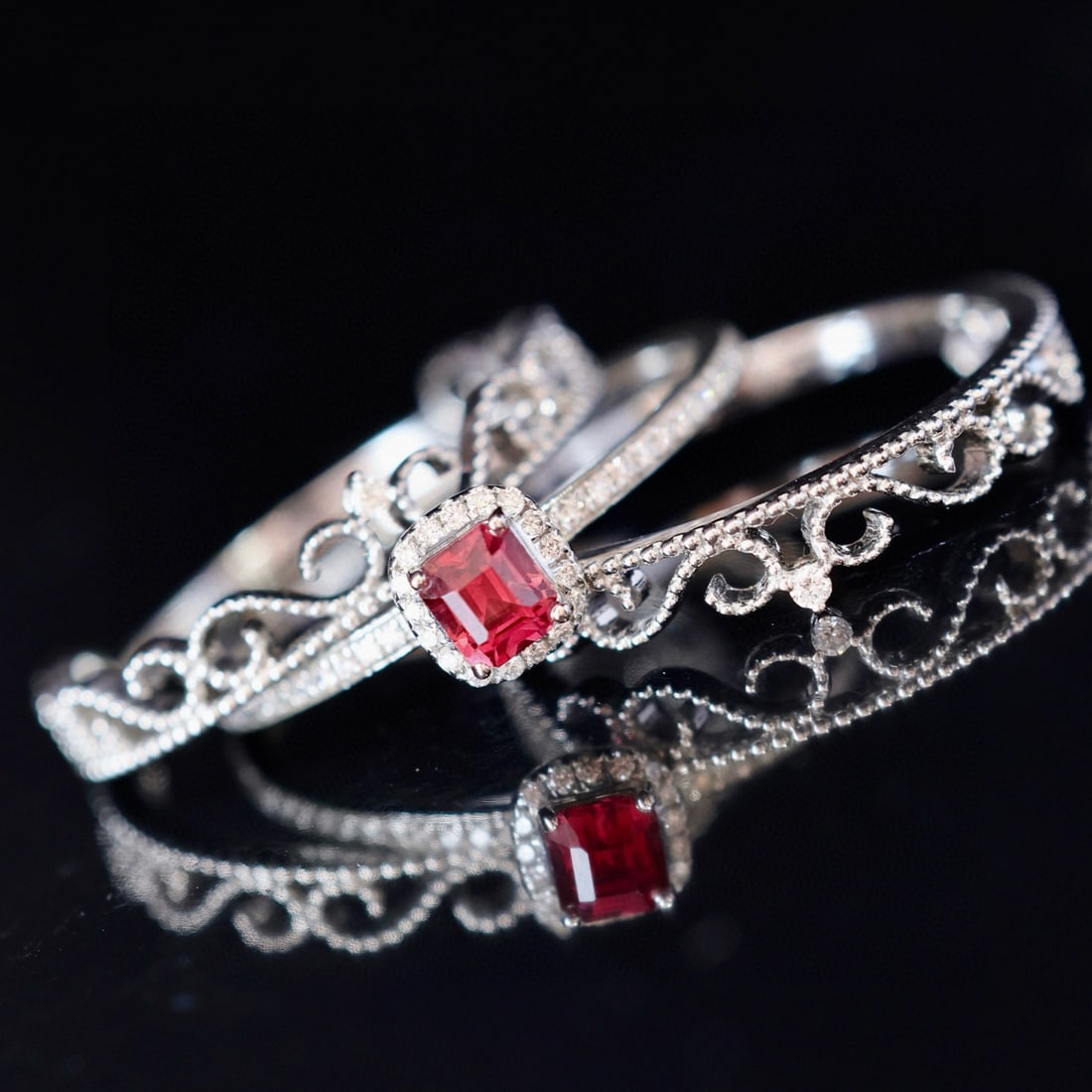 14k Gold 0.51 Ctw Natural Padparadscha Sapphire & Diamond Ring - 4