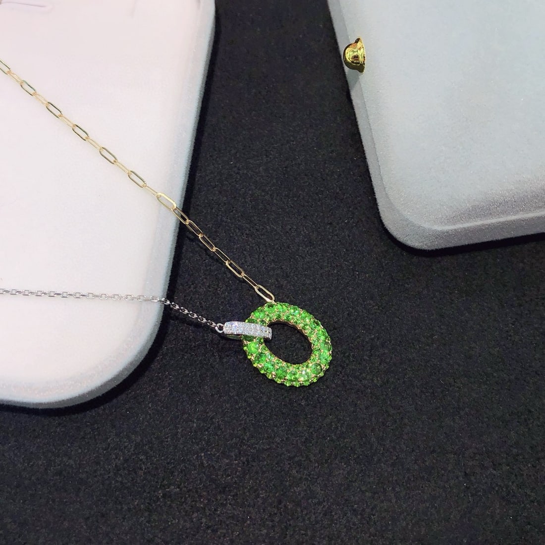 14k Gold 1.72 Ctw Natural Tsavorite & Diamond Necklace - 3