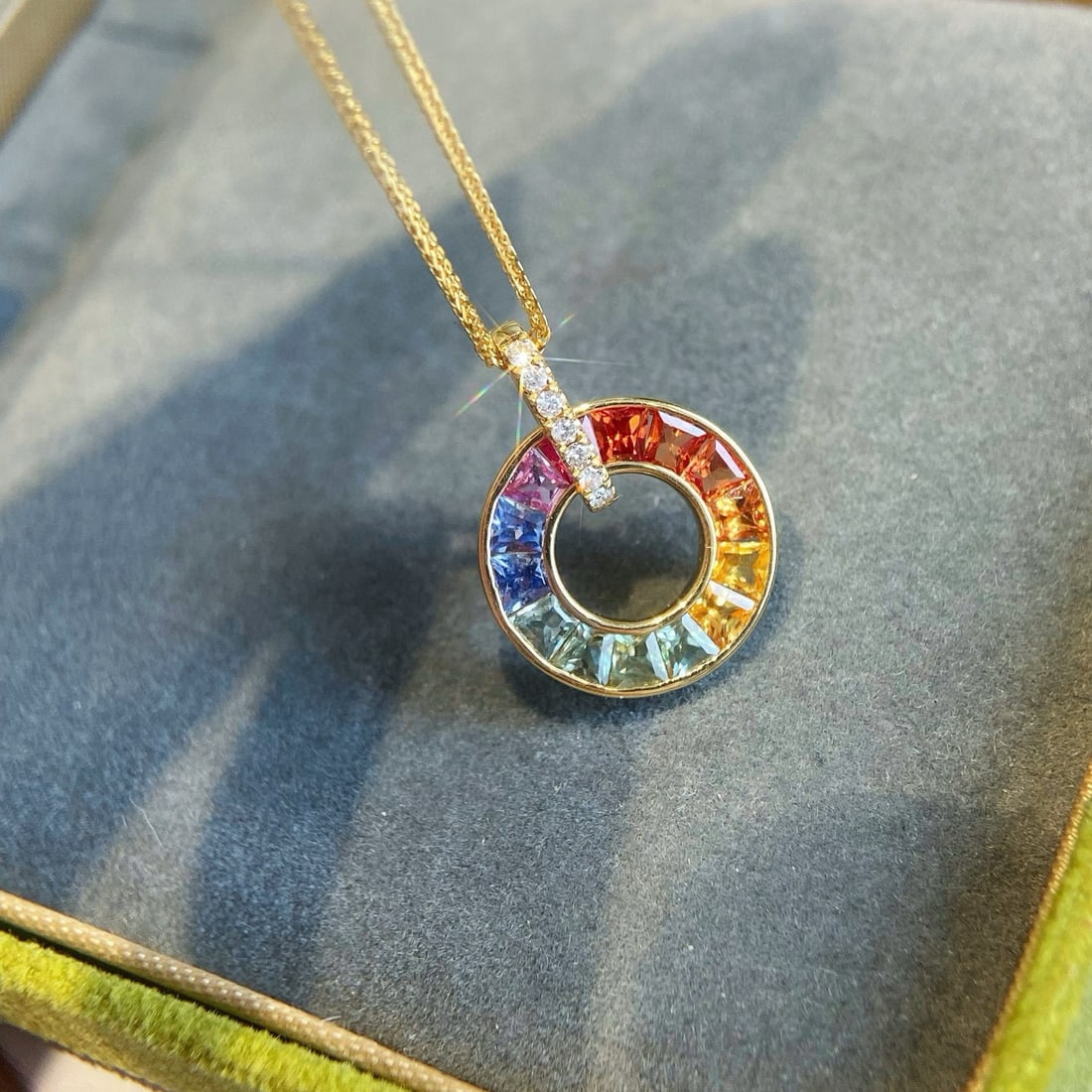 14k Gold 1.67 Ctw Natural Sapphire & Diamond Necklace: Ref:230996147 // gold content:14k gold // main gemstone:sapphire // shape:other // carat weight:1. 6ct // color:color // treatment:natural // // adjacent gemstone 2 : diamond // shape:round // carat