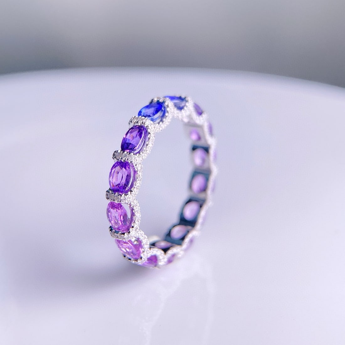 14k Gold 3.52 Ctw Natural Sapphire & Diamond Ring - 2