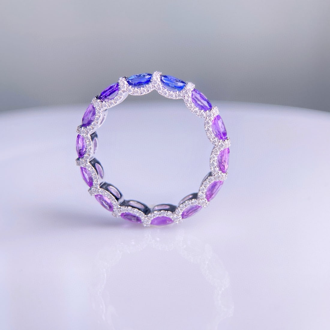 14k Gold 3.52 Ctw Natural Sapphire & Diamond Ring - 3
