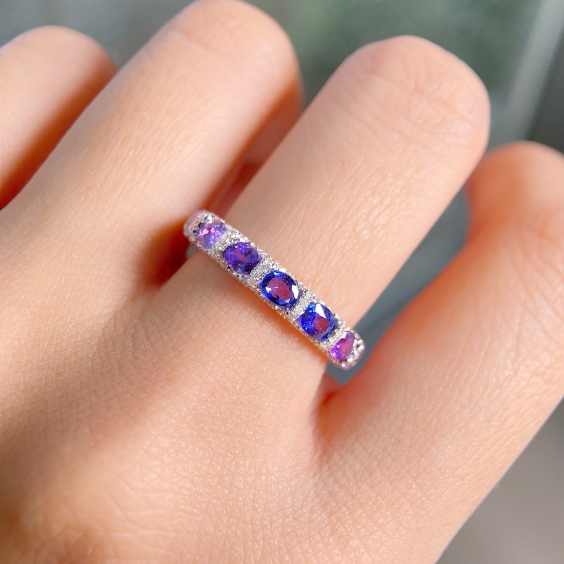 14k Gold 3.52 Ctw Natural Sapphire & Diamond Ring - 4