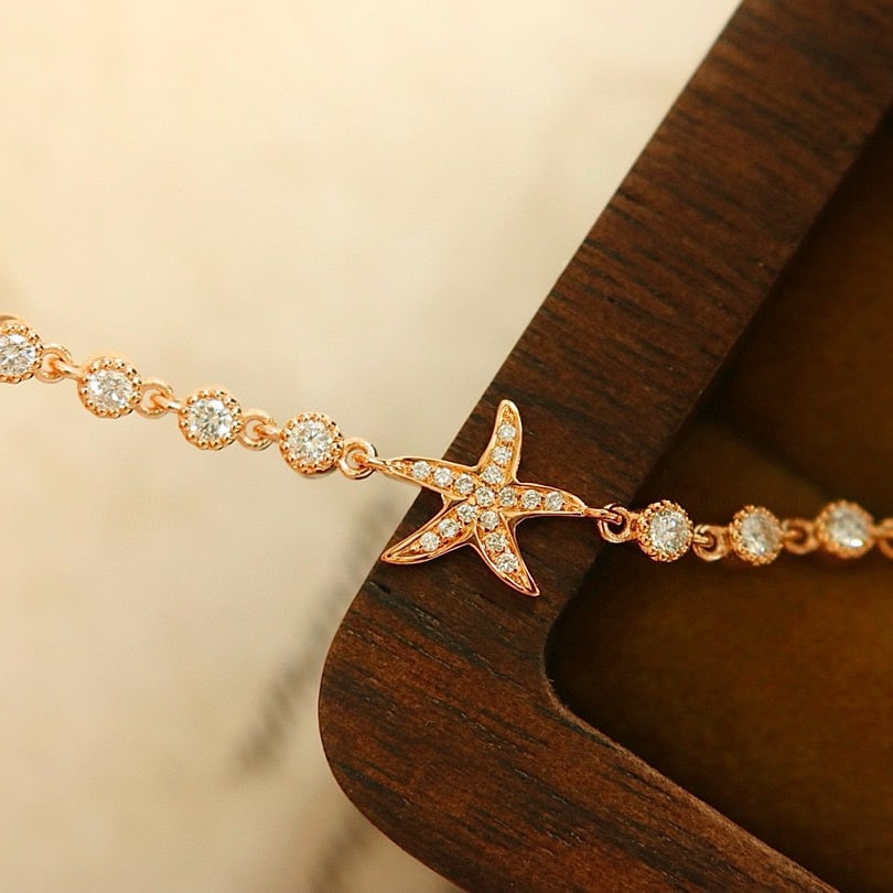 14k Gold 0.22 Ct Natural H Diamond Bracelet - 6