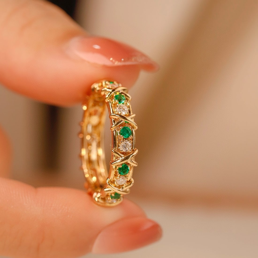 14k Gold 0.68 Ctw Vivid Green Natural Emerald & Diamond Pendant( Without Chain ) - 4