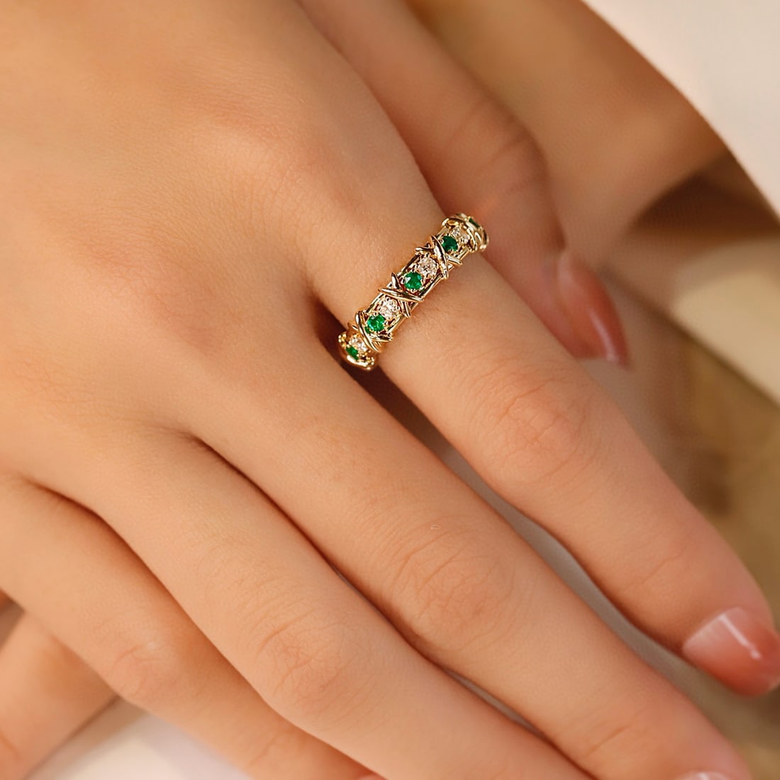 14k Gold 0.68 Ctw Vivid Green Natural Emerald & Diamond Pendant( Without Chain ) - 5