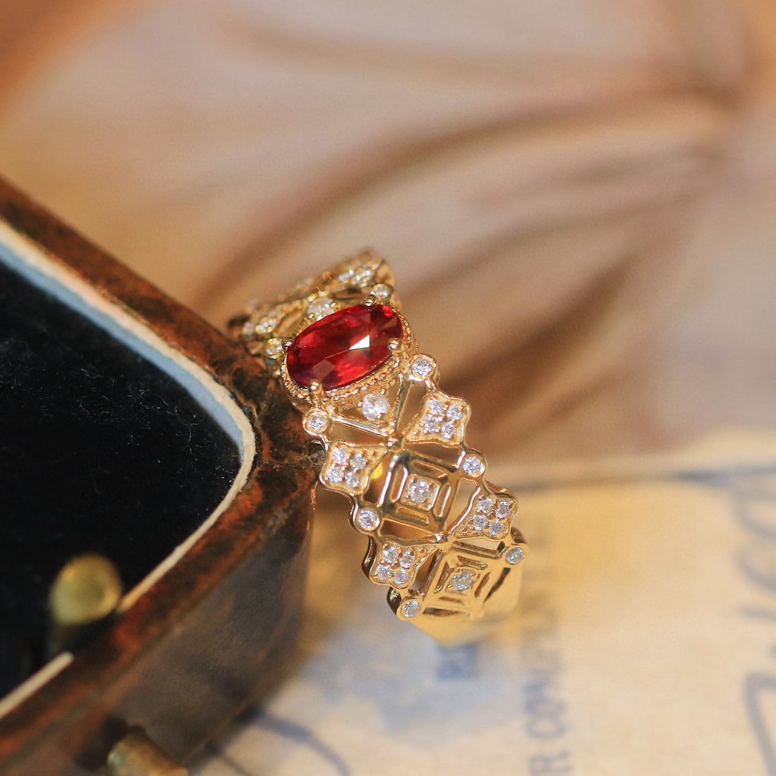 14k Gold 0.72 Ctw Natural Ruby & Diamond Ring - 2