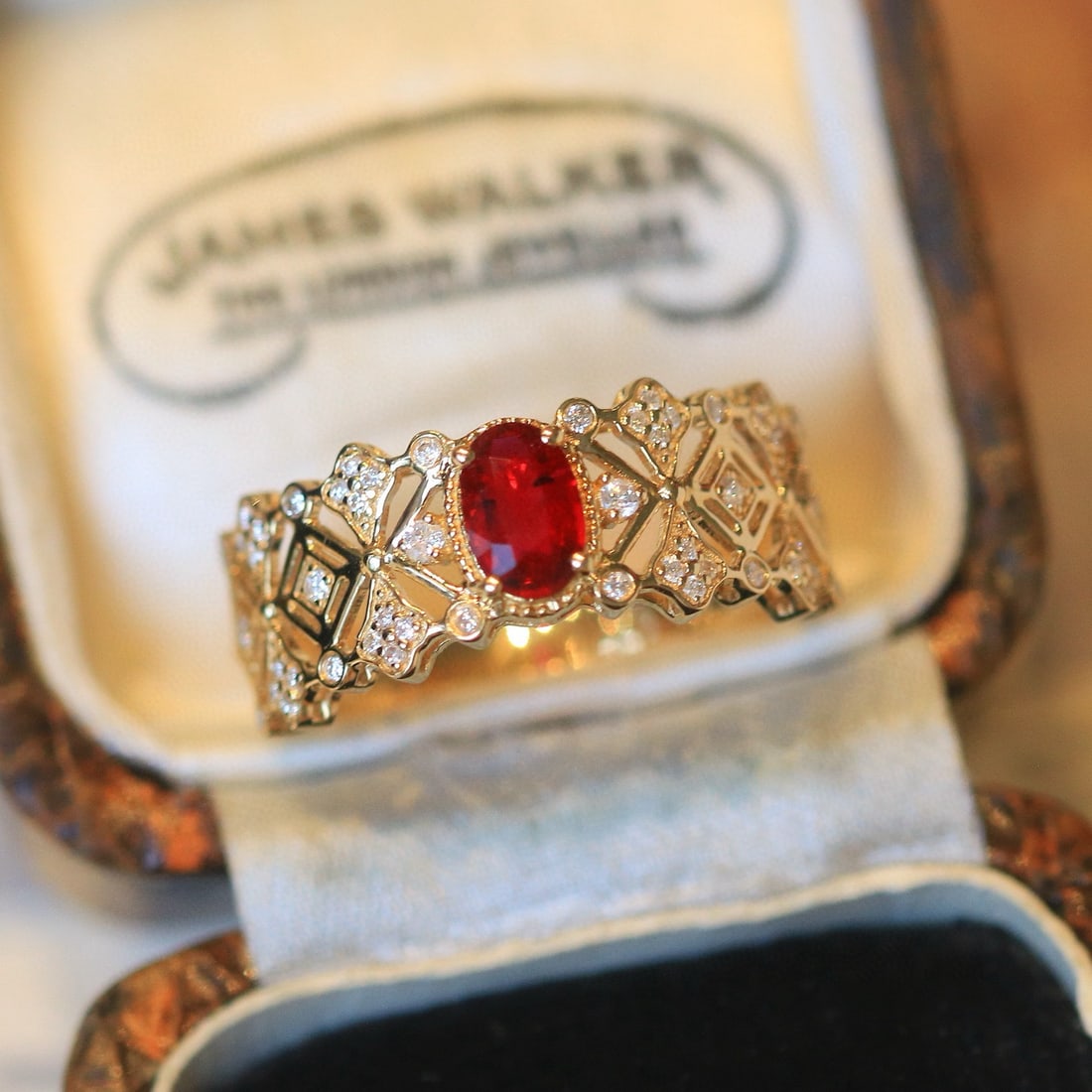 14k Gold 0.72 Ctw Natural Ruby & Diamond Ring - 7
