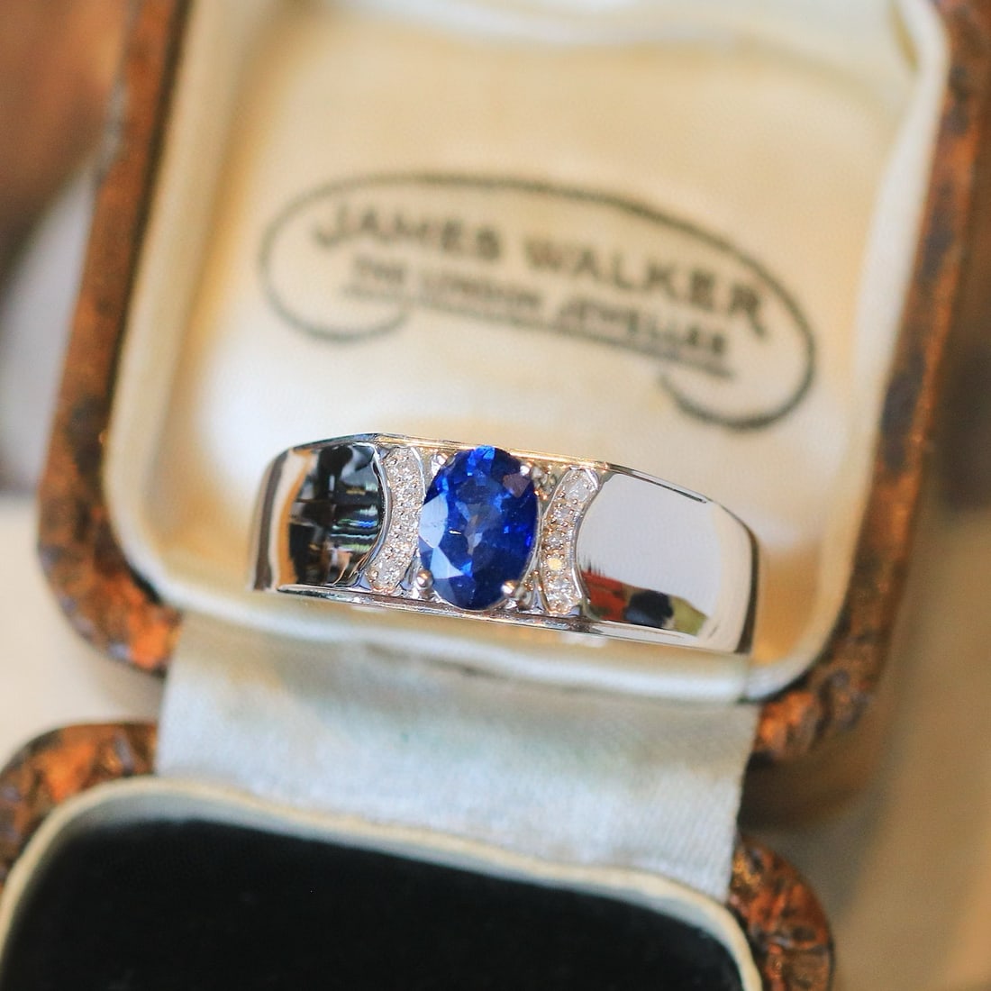 14k Gold 1.20 Ctw Natural Sapphire & Diamond Ring: Ref:230996157 // gold content:14k gold // ring size:7. 25us // // main gemstone:sapphire // shape:oval // carat weight:1. 15ct // color:royal blue // treatment:natural // // adjacent gemstone 2 :
