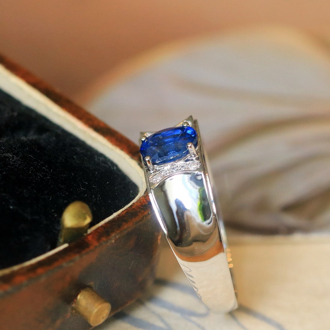 14k Gold 1.20 Ctw Natural Sapphire & Diamond Ring - 3