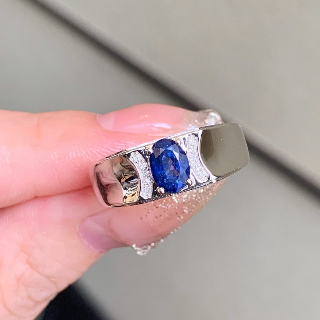 14k Gold 1.20 Ctw Natural Sapphire & Diamond Ring - 4