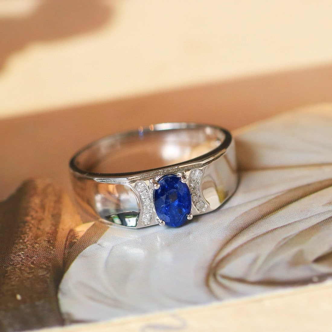 14k Gold 1.20 Ctw Natural Sapphire & Diamond Ring - 7