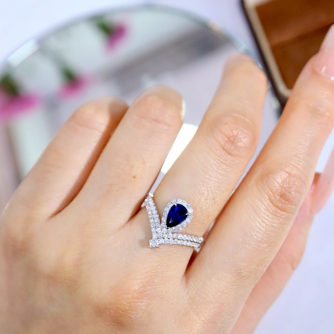 14k Gold 1.32 Ctw Natural Sapphire & Diamond Ring - 7